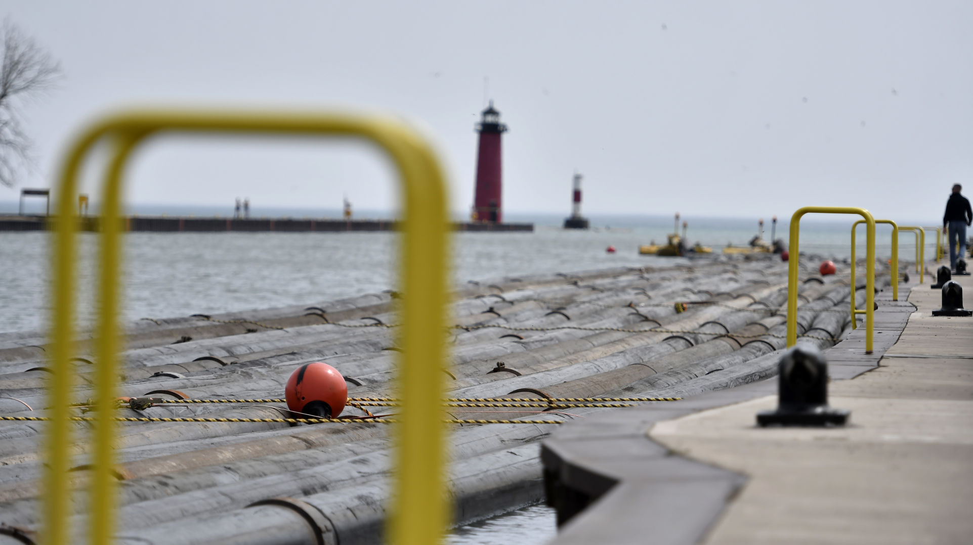 Dredging pipes in Kenosha harbor
